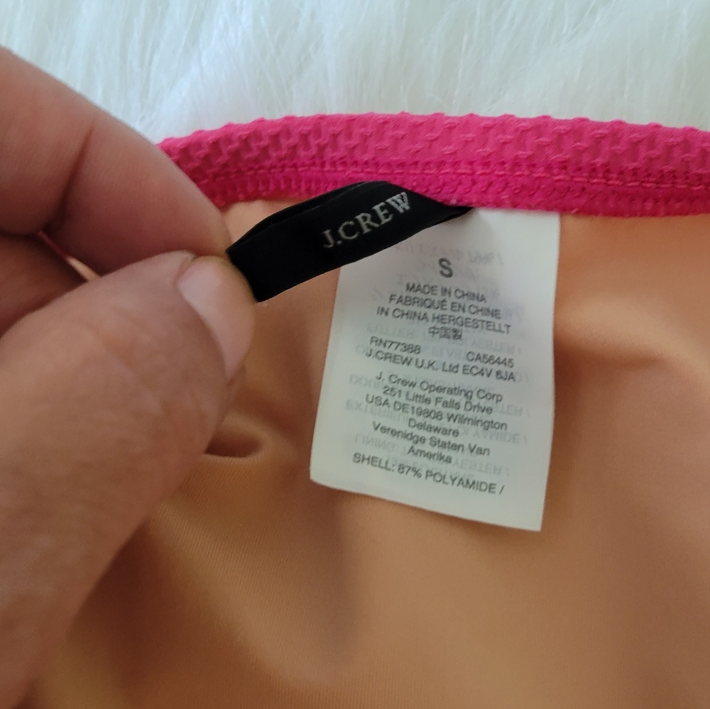 J. Crew Fiesta Ruffle High Waist 2 Piece Bikini Set S NWT Barbie Pink & White - Picture 13 of 14